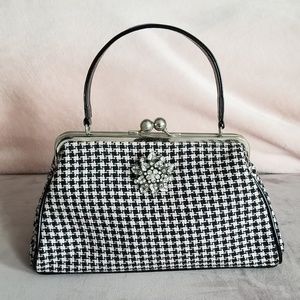 Glenda Gies vintage pink & black houndstooth bag